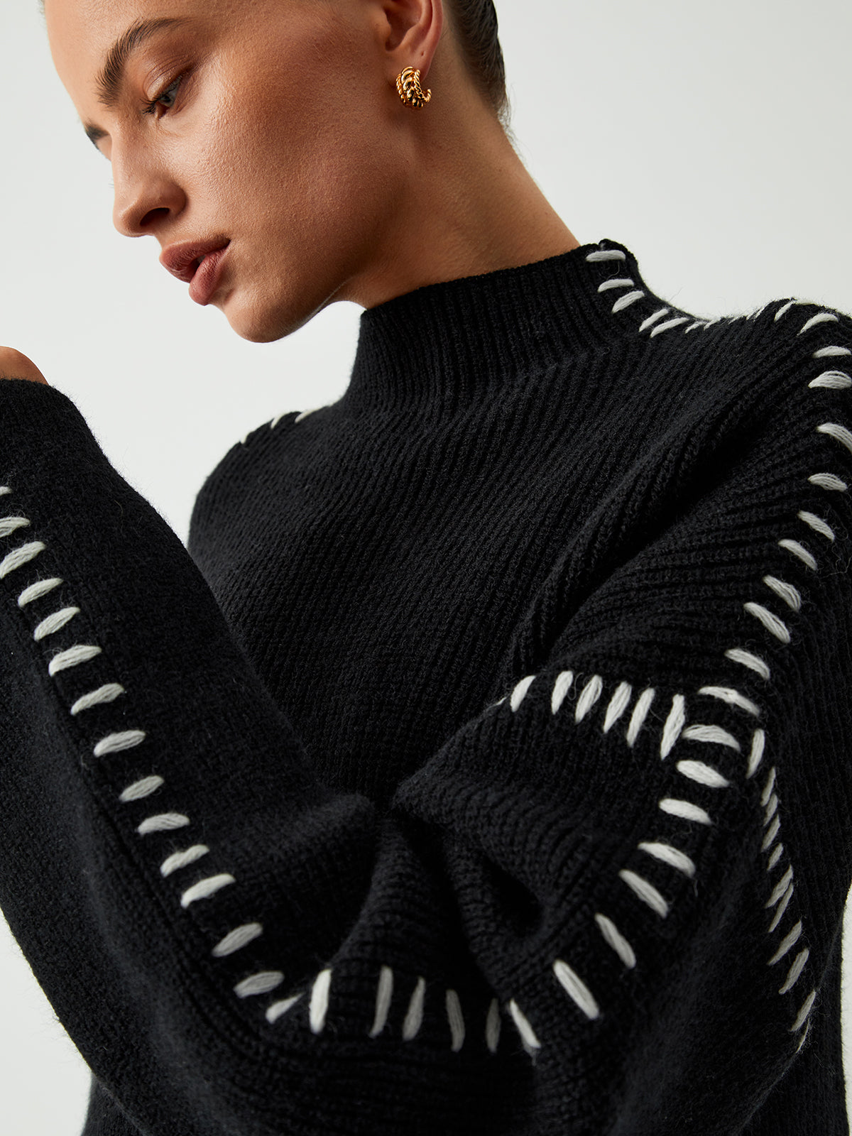 Isla - Stitched High Neck Jumper