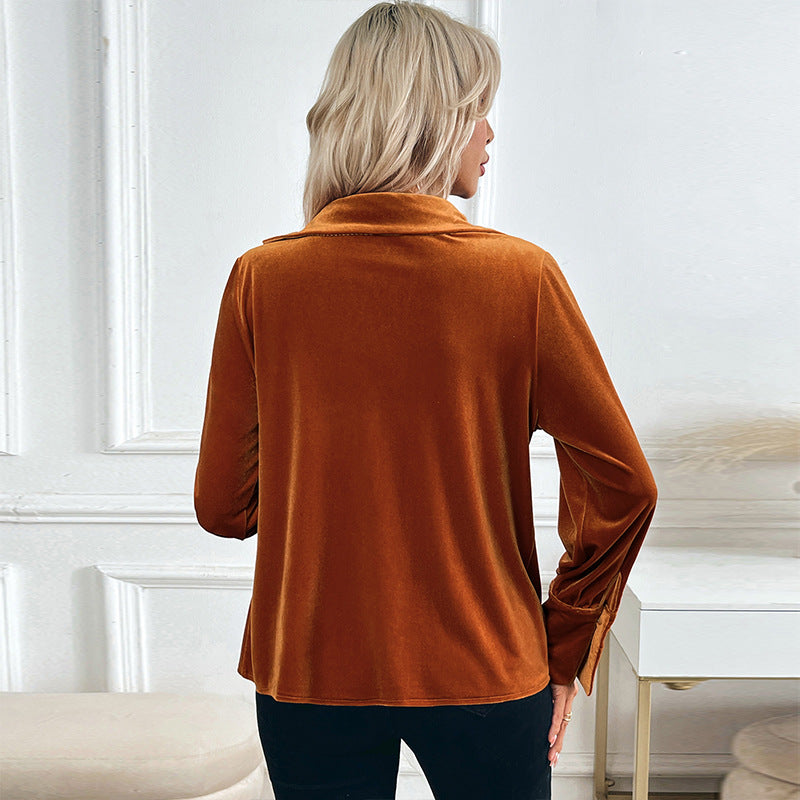 Cassy - Elegant Velvet Blouse